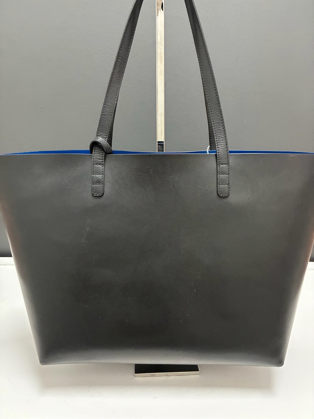 Mansur Gavriel Black Leather Tote with Blue Interior - Picture 3 of 9